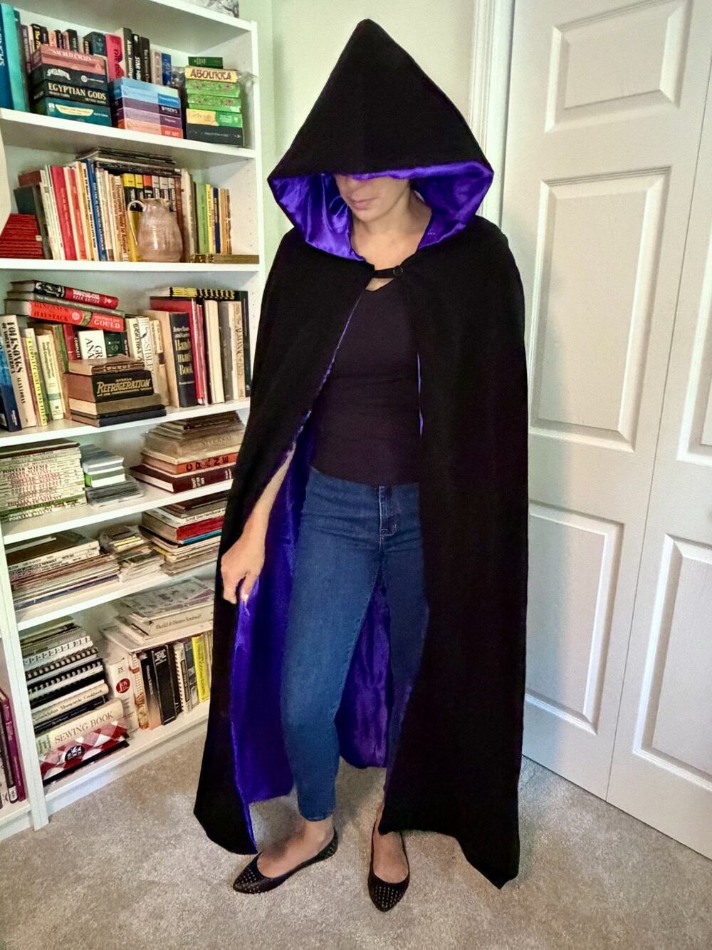 Hooded Cloak Black Purple Underwraps D&D Druid LARP Cosplay Halloween Costume